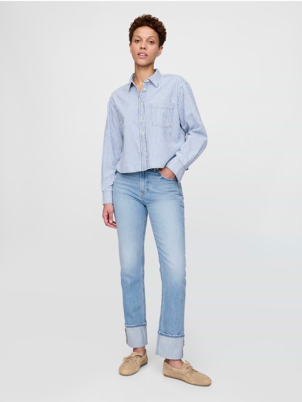 New Gap High Rise Cuffed 90s Slim Straight Jeans